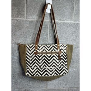 Myra Bag Blaze Upcycled Canvas & Cowhide Handbag